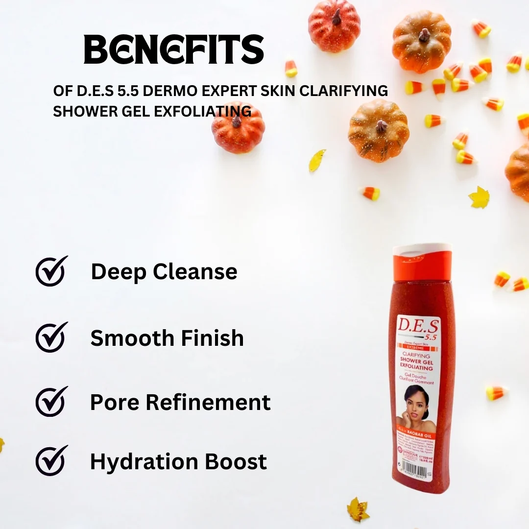 D.E.S 5.5 Dermo Expert Skin Clarifying Shower gel Exfoliating 500ml - Image 3