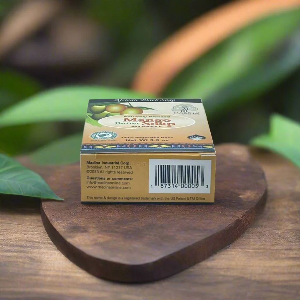 Madina Mango Butter & Vitamin E African Black Soap 3.5oz - Image 4