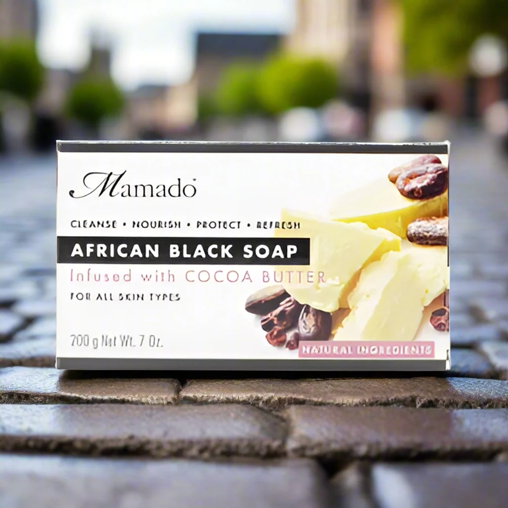 Mamado African Black Soap Infused with Cocoa Butter 200g