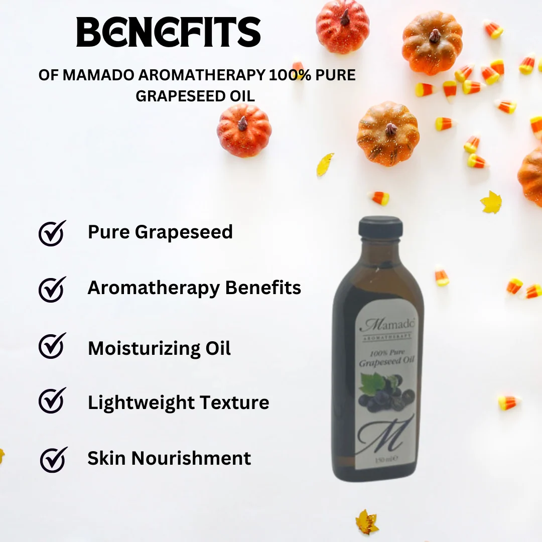 Mamado Aromatherapy 100% Pure Grapeseed Oil 150ml - Image 2