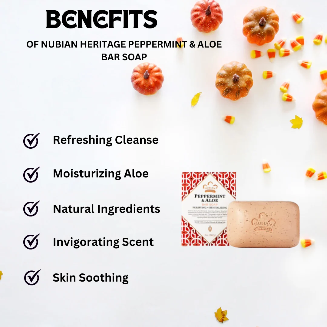 Nubian Heritage Peppermint & Aloe Bar Soap 5 oz - Image 2